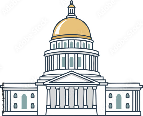 Capitol Dome Building Vector Illustration – Iconic Government Architecture Landmark