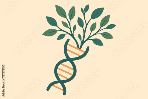 Natural vector abstract nature development illustration growth symbolizing dna strand transforming leaves