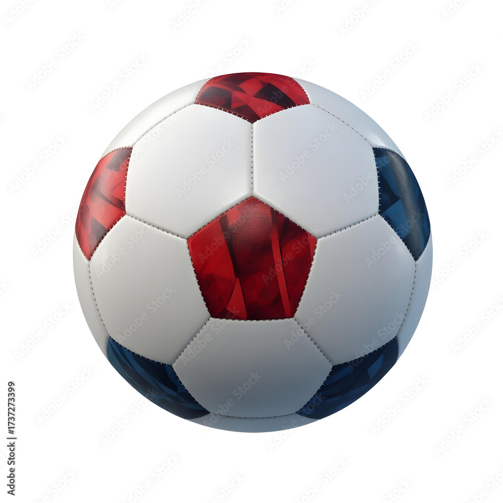 Fototapeta premium Red Blue White Soccer Ball 