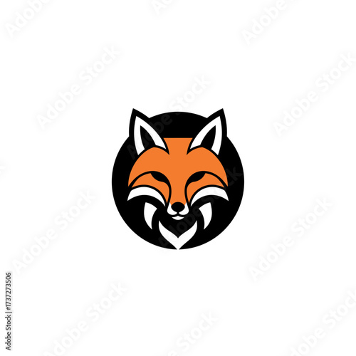 Fox Head Logo Design with Geometric Style on Black Circle