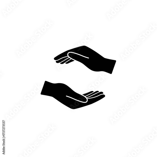 Two open hands cupped together in a protective gesture, symbolizing care, support, and safety against a white background