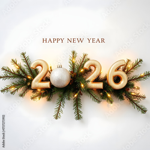 Congratulations on the New Year 2026, the drawing is made in a minimalistic style and reflects the essence of the object with a single continuous line.