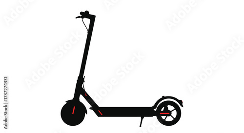 Simple black silhouette of a modern electric scooter on white background