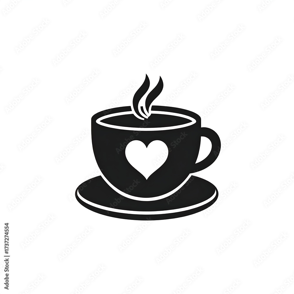 Fototapeta premium Simple black coffee cup with heart