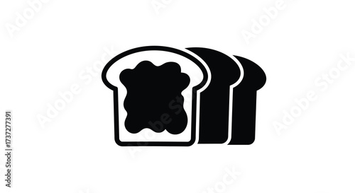 Simple black and white illustration of three slices of bread stacked
