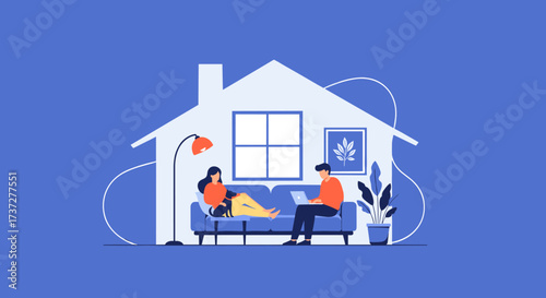 A couple enjoying a relaxing evening at home together.