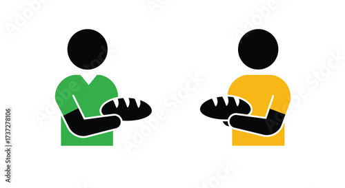 Two figures exchanging loaves of bread a symbolic representation of sharing