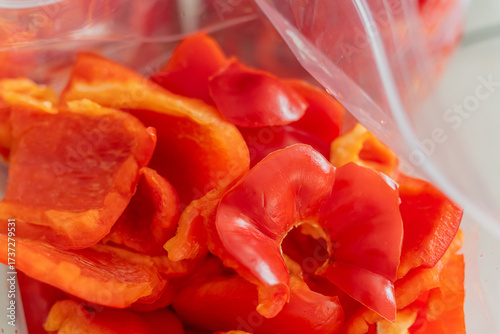 Red Bell organic Peppers sliced for food prep