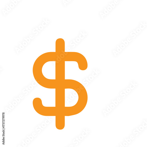 Orange Dollar Symbol Icon Isolated on White Background Financial Symbolism