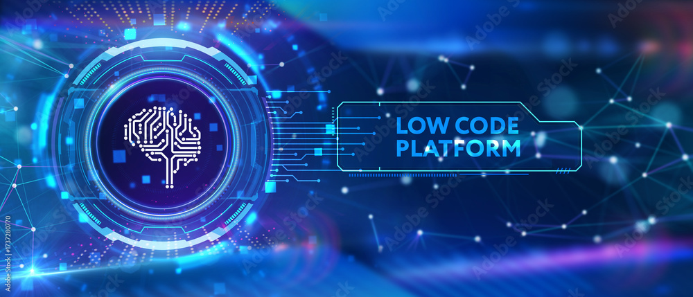 Obraz premium Low Code software development platform technology concept. 3d illustration