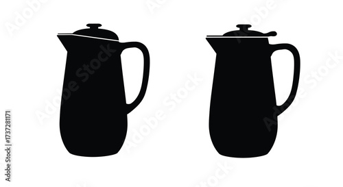 Simple black and white illustration of two creamer or pitcher shapes