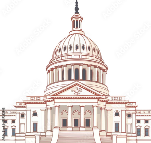 Classic Capitol Dome Building Vector Illustration – Government Landmark Architecture