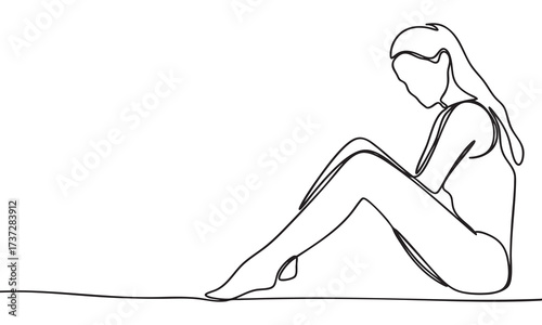 Contemplative Figure in Continuous Line Art