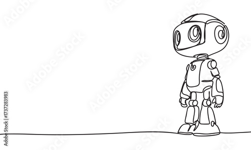 Line Art Robot Illustration