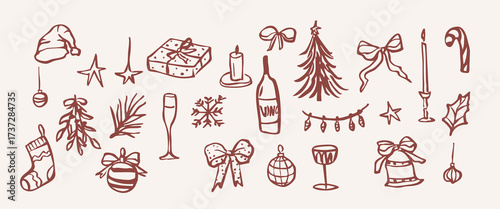 Hand drawn doodle Christmas elements