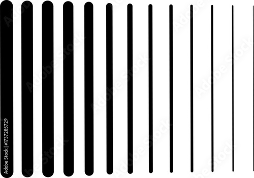 Abstract black vertical lines with rounded edges forming a barcode-like gradient. Modern minimalist design ideal for backgrounds, patterns, and digital graphics.
