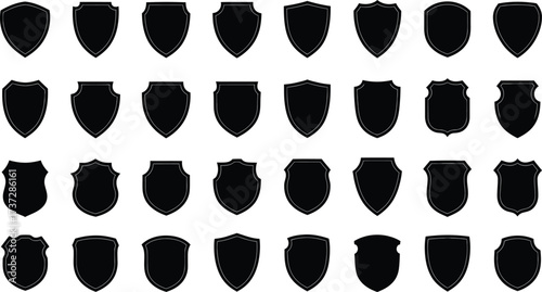 Shield Icons Set Various Designs Medieval Heraldic Protection Silhouette on White