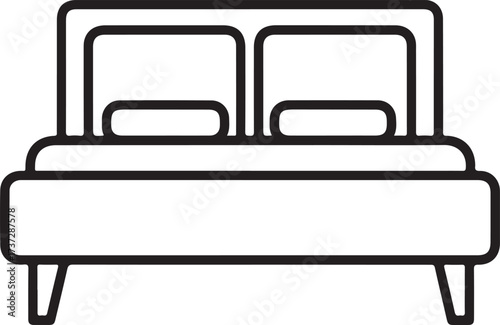 Simple Double Bed Line Art furniture interior