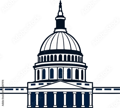 Modern Geometric Capitol Dome Logo Vector – Government Building Icon