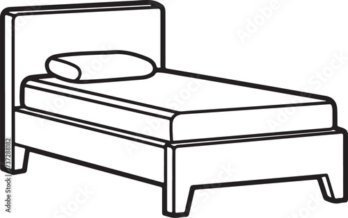 Single bed with pillow line art twin bed mattress
