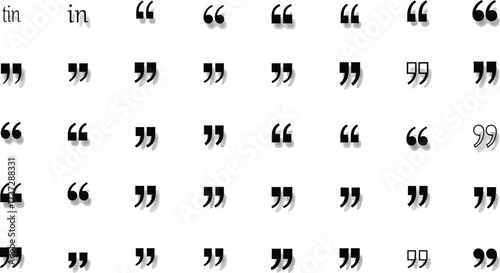 Various Black Quotation Marks on White Background Displaying Different Styles