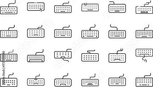 Bundle Minimal Line Icon Of A Keyboard Eps 22