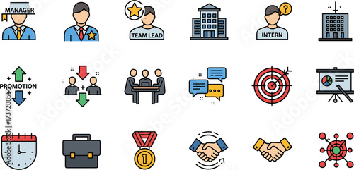 Bold Outline Filled Business Management and Human Resources Icon Set