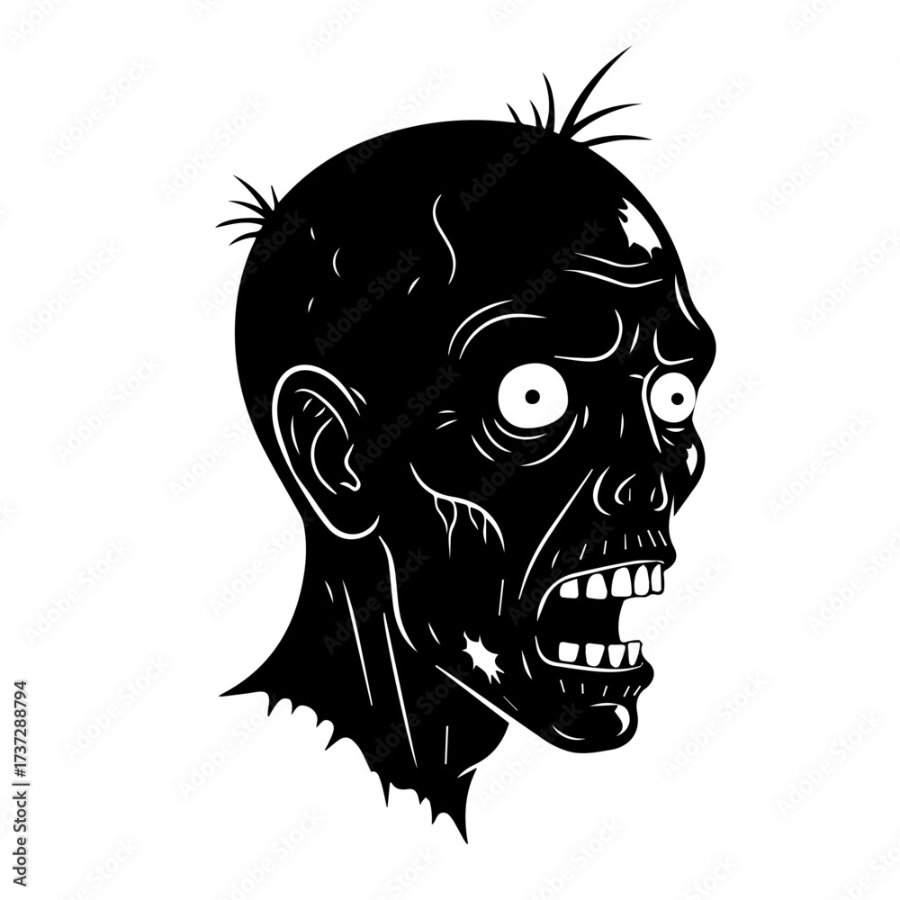 Fototapeta premium Crazy Zombie Head Drawing