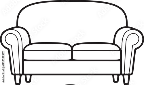 Outline drawing of a two-seater sofa couch furniture