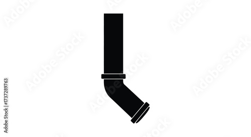 Simple black graphic of a bent pipe or tube with one joint