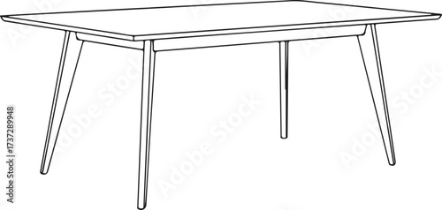 Rectangular dining table with four legs line drawing