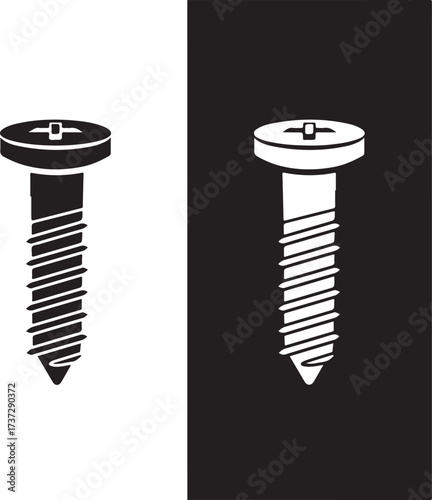 Black and white screw icons fastener hardware