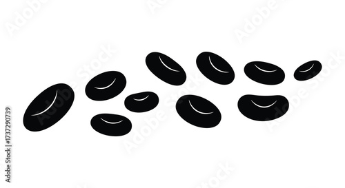 A scattering of black beans presented in a simple minimalist design