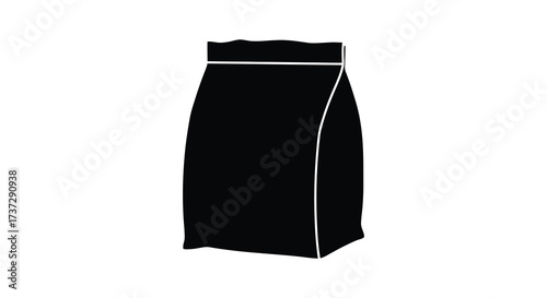 Simple black packaging bag with white outline a studio shot illustration