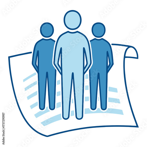 Board members team standing on document paper business meeting collaboration concept icon 