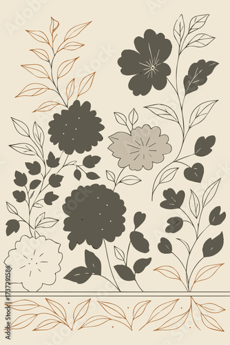 paisly geometrical and flower design for creating saree dupatta for dizital and textile design