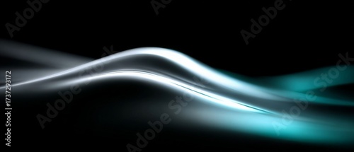 Abstract blue light waves on black background