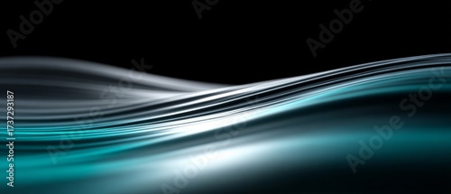 Abstract ocean wave art with fluid blue curves and black background