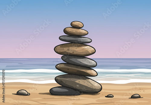 Balanced Rock Stack for Mindfulness Concept