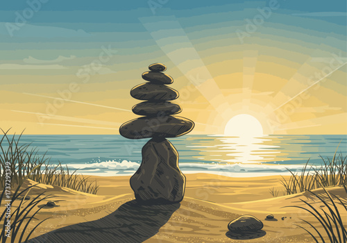 Balanced Rock Stack for Mindfulness Concept