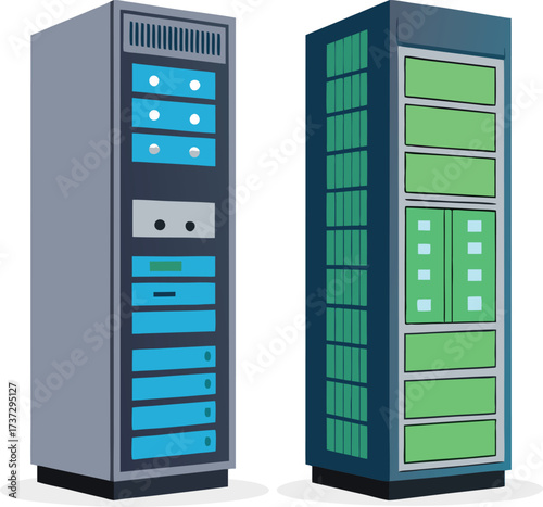 Modern Computer Server Racks for Data Centers and IT Infrastructure