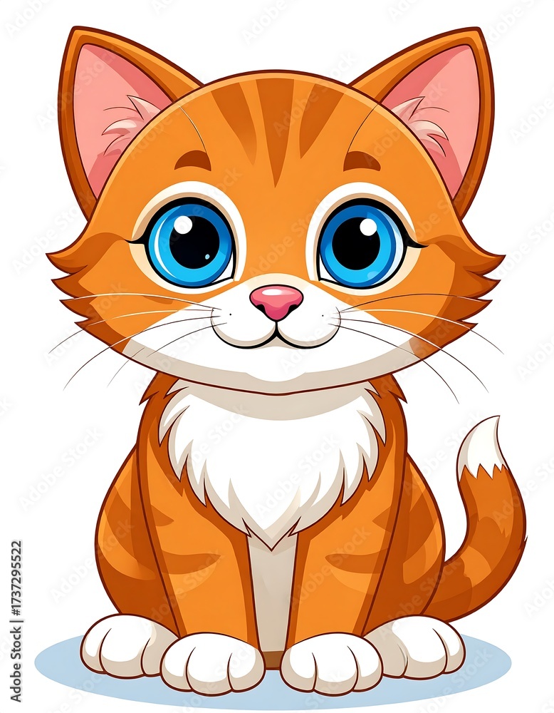 Fototapeta premium Cute cartoon orange tabby kitten