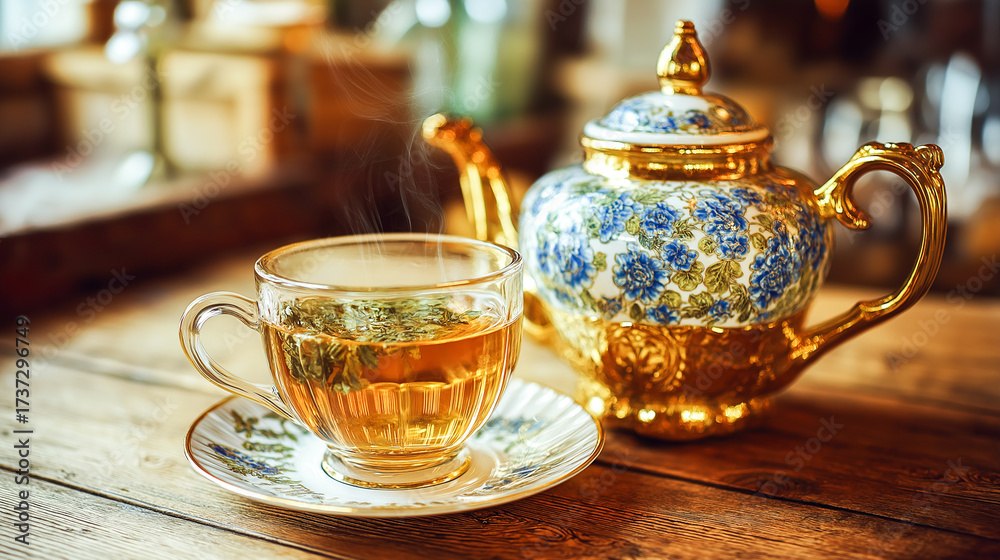 Fototapeta premium cup of tea and teapot