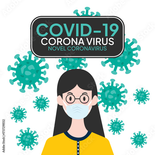 Coronavirus in China. Novel coronavirus (2019-nCoV), people in white medical face mask. Concept of coronavirus quarantine vector illustration. woman in white medical face mask.