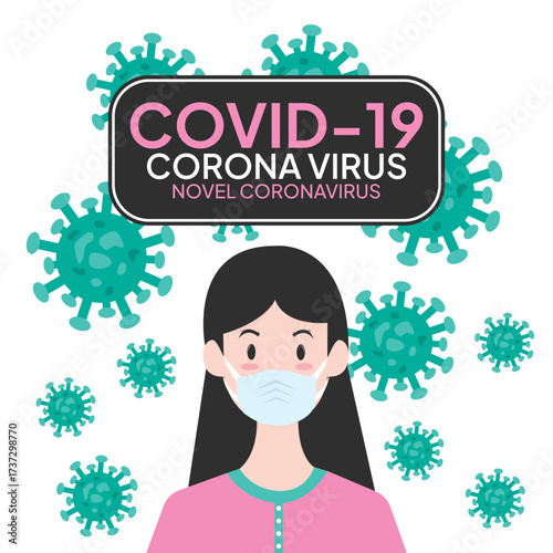 Coronavirus in China. Novel coronavirus (2019-nCoV), people in white medical face mask. Concept of coronavirus quarantine vector illustration. woman in white medical face mask.