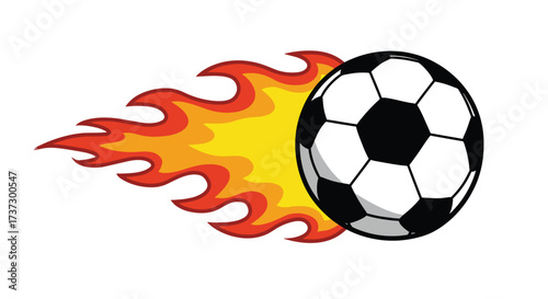 Dynamic Soccer Ball on Fire Representing Intense Game Play.