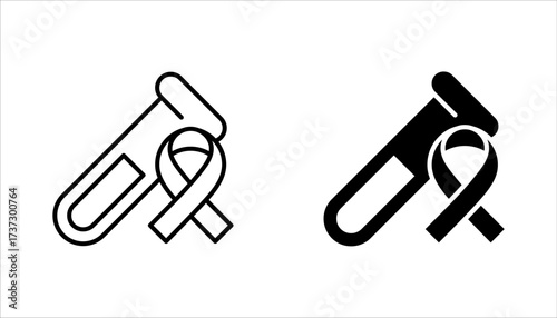 HIV test linear icon set. Laboratory blood examination. Rapid test for AIDS. Medical check. vector illustration on white background