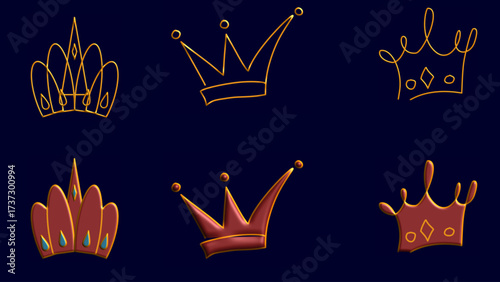 Crown 3d doodle cute draw