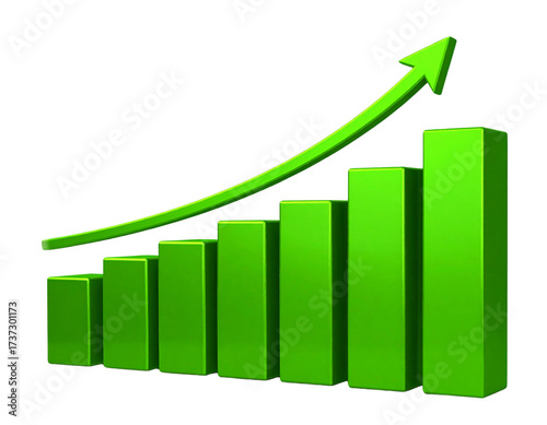 Free Download  3D Green Bar Growth Chart with Rising Arrow, Transparent PNG - GFXLoad