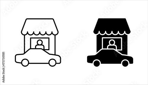 Drive thru icon set. Drive through, menu, restaurant, take away, and More. vector illustration on white background
